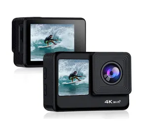 2024新款16MP双屏行动相机4k运动视频记录凸轮Wifi 1080P DV户外防水头盔相机