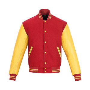 แจ็กเก็ตเบสบอลสำหรับผู้ชายแจ็คเก็ตเบสบอลผ้าปะติดโลโก้ชุดสตรีทแวร์ผลิตตามสั่ง - Product Image 1