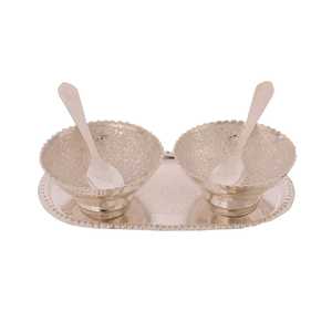 Service de table décoratif allemand à 2 bols en argent vaisselle multifonctionnelle avec boîte élégante en velours - Product Image 4