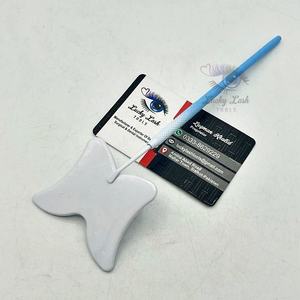 Private Label Stainless Steel Butterfly Shape Eyelash Extension Storage <b>Mirror</b> <b>Sky</b>-Blue White Double Color Customized Color - Product Image 5