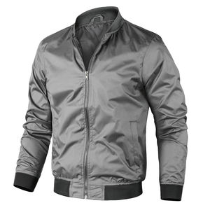 2025 nueva chaqueta de bombardero de alta calidad al por mayor para hombres y chaqueta de ropa informal chaqueta de bombardero de Color sólido - Product Image 2