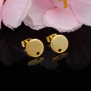 ต่างหูเม็ดกลมชุบทองตัวเชื่อมต่อแบบกดกลับห่วงส่วนประกอบ DIY สตั๊ดเสน่ห์คู่สำหรับการทำเครื่องประดับ - Product Image 2