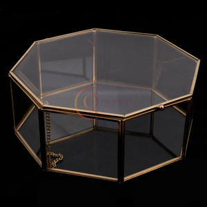 Geometric glass jewelry box stylish <b>display</b> case for cherished <b>accessories</b> earrings rings and necklaces. - Product Image 5