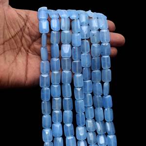 Natural Light Blue Rectangle Onyx 15 Inch Stone Strand 28 Pieces Chakralume for Jewelry Making Fashion Wholesale Bulk India - Product Image 1