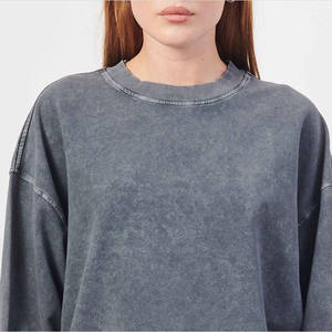 Vente en gros femmes blanc lavage goutte épaule sweat lourd détresse surdimensionné acide Vintage lavage à capuche pour les femmes - Product Image 3