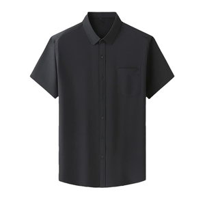 Camisa de manga corta para hombre de verano con logotipo personalizado de alta calidad Camisa de vestir de negocios informal suelta de color sólido hecha en Vietnam - Product Image 5