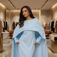 Robe de soirée musulmane sur mesure OEM, Abaya avec châle, ornements en perles, légère, infroissable, grande taille, style Dubaï