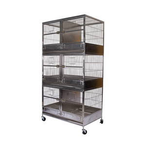 Op Maat Gemaakte 3-Tier Grote Zware Smeedijzeren Houten Vogelkooi Stalen Duivenhuis Met Knoopsluiting Voor Papegaaien Buitenvolière - Product Image 1