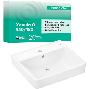 Lavabo HG Q 550x480 Xanuia Blanco con Orificio para Grifo y Desbordamiento - Product Image 2