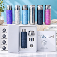 Botol Termos Titanium Murni Mewah 420ml Tutup Magnetik Infuser Teh Dinding Ganda Vakum Terisolasi Cangkir Portabel Hadiah Bisnis