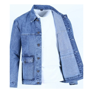 Veste en jean streetwear design personnalisé veste en jean en jean déchiré à boutons pour hommes design personnalisé - Product Image 2