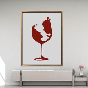 Elegant Printed Canvas: Romantic Wine ArtWok Love Decor,Gold <b>Framed</b> - Product Image 1