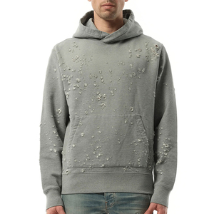 Sudadera con Efecto Desgastado al por Mayor, Sudadera Cuadrada de Alta Calidad, Logotipo Personalizado, 100% Algodón, Sudadera Corta con Bordado Desgastado - Product Image 1