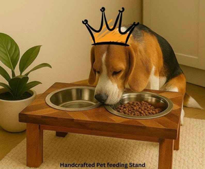 Eco-Friendly Handmade Pet <b>Feeding</b> <b>Station</b> Wooden <b>Dog</b> Feeder Stand with Stainless Steel Bowls for Wholesaling in India - Product Image 3
