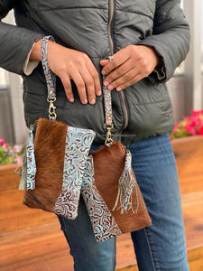 Nuevo diseño, gran oferta, billetera de cuero de piel de vaca Real para mujer, elegante, hecho a mano, talla turquesa, multiusos, bolsas con borlas - Product Image 4