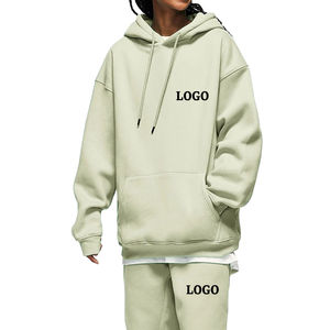 Unisex Oversized Two-Piece <b>Set</b> Breathable 100% Cotton Hoodie Sweatpants Jogger Winter Tracksuit Puff Printing Letter OEM Service - Product Image 2