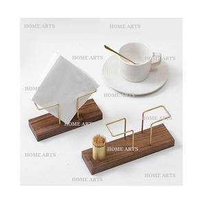 Set Of 2 Different Shape Napkin Holder Antique Design Metal <b>Tissue</b> <b>Paper</b> Holder With Wooden Base For Sale - Product Image 5