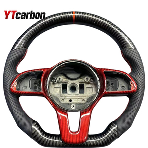 Volante de Fibra de Carbono Personalizado YTcarbon con Detalles en Carbono Rojo y Cuero Perforado para <span class=keywords><strong>AMG</strong></span> W177, Volante de Alto Rendimiento - Product Image 1