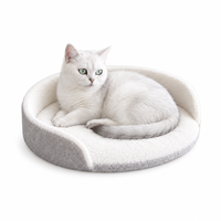 Coussin rond en peluche Yangyangpet pour chat avec ouverture frontale