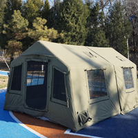 Tente familiale gonflable quatre saisons Litai Antour AT8+8 vert olive, toile de coton imperméable, structure pneumatique, deux pièces, résistante aux UV, TPU
