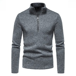 2025 New Style Men's Sweatshirt Zipper Design Solid Color Polo/<b>turtle</b> <b>Neck</b> Base Layer <b>Top</b> Jacket European American Style - Product Image 2
