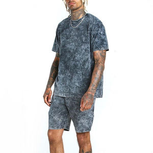 Ensemble de shorts pour homme de haute qualité, respirant, délavé à l'acide, deux pièces, style streetwear, avec taille élastique - Product Image 1