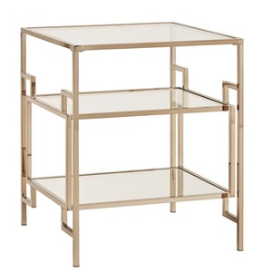 Hot Selling Luxury <b>Storage</b> Corner <b>Table</b> High Quality Custom Gold Iron and Glass Coffee <b>Table</b> for Home Decorative - Product Image 1