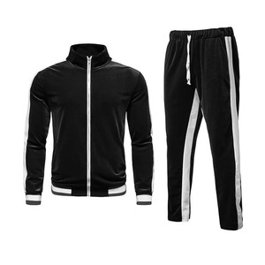 Sweat à capuche teint uni 100% coton avec pantalon évasé à rayures survêtement sur mesure pour hommes, costume d'hiver en polaire pour hommes - Product Image 3