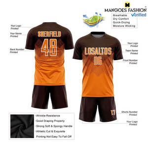 Uniforme de Fútbol Personalizado Sublimado en Marrón, Naranja y Blanco, Jersey de Manga Corta, Transpirable, de Secado Rápido, Rendimiento Óptimo - Product Image 3