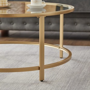 Table basse élégante et écologique pour la maison moderne, accent or et argent, design de tronc d'arbre antique, fer poli, plateau en verre, salon - Product Image 4