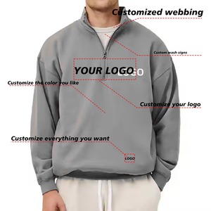 Streetwear athlétique décontracté pour hommes, sweat-shirt en molleton à demi-fermeture éclair, pull chaud à manches longues avec logo personnalisé, sweat à capuche au design solide, vente en gros - Product Image 5