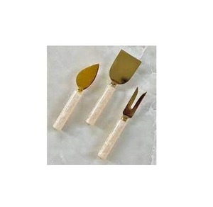Hôtel Accueil Ustensiles de Cuisine Fromage Serveur Set 3 Pièces Set Acier Inoxydable Laiton Fromage Beurre Couteaux Set Résine Manche Bonne Qualité - Product Image 4