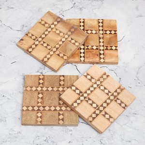 Acacia Wood <b>Coaster</b> Tag Shape Acacia Wood Handcrafted Square Cup <b>Coasters</b> <b>Set</b> for Home and Office Decoration - Product Image 3