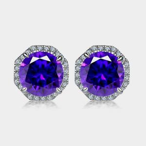 Boucles d'oreilles pendantes en argent sterling 925 avec améthyste et pierres précieuses, bijoux de mariage faits à la main en plaqué or pour femmes, style bohème - Product Image 1