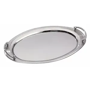 Plateau de service ovale de luxe de haute qualité, très vendu, en aluminium plaqué argent de qualité supérieure, pour servir les aliments - Product Image 1
