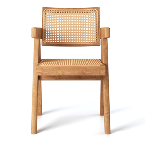 Elegante silla moderna de madera con respaldo de ratán para una decoración elegante del hogar o la oficina - Product Image 2