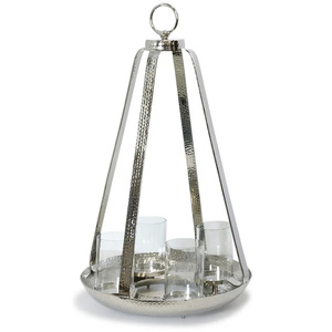<b>Large</b> Molded Design Metal Stand <b>Candle</b> Holder with Hurricane Cylinder Votive With Customized Color and Size - Product Image 2