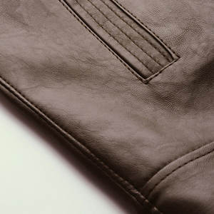 Veste en cuir PU à fermeture éclair pour homme, veste de printemps et d'automne, veste tendance pour homme, col montant, coupe slim, haut décontracté - Product Image 5