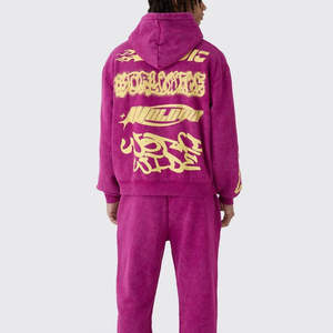 ชุดแทรคสูทพิมพ์ลายสกรีนและฟอกสีคุณภาพพรีเมียม ผ้าฝ้ายฟลีซ 100% สตรีทแวร์ ระบายอากาศได้ดี 500 GSM - Product Image 2