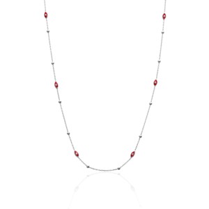 Collier à breloque œil rouge en émail perlé, motif amande, fait main en Turquie, bijoux en argent sterling 925, vente en gros - Product Image 2
