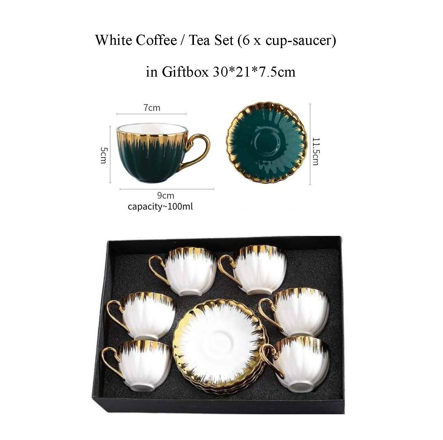 ชุดกาแฟ/ชาขาว (6 x ถ้วย-จานรอง)