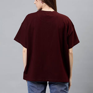 Camiseta de mujer hecha a medida peso pesado gota hombro 300GSM transpirable personalizado impreso logotipos streatwear señoras camiseta - Product Image 5