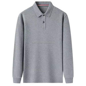 Polo liso de color personalizado para hombre, camiseta informal de mezcla de algodón de manga larga con cuello, ropa informal perfecta, producto OEM - Product Image 5