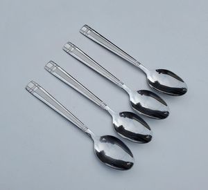 Stainless Steel American Style Serving Spoon Set of 4 with Long Handles <b>Mirror</b> Polish Sustainable Durable Finish for Wedding - Product Image 4