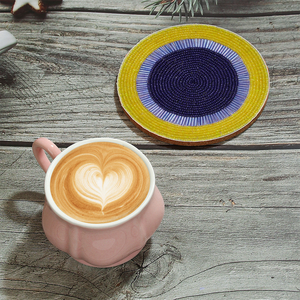 Posavasos Ecológicos de Alta Calidad, Círculos Concéntricos con Cuentas, Hechos a Mano con Cuentas de Arroz, Decoración Moderna para Mesa - Product Image 4
