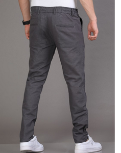 Pantalon 100% coton décontracté intelligent pour hommes pantalon taille moyenne coupe ajustée fermeture à cordon plat devant du Bangladesh - Product Image 1