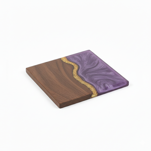 Ensemble de sous-verres en résine de bois |   Sous-verres en bois et résine époxy faits à la main |   Logo personnalisé disponible pour les cadeaux et la promotion - Product Image 5