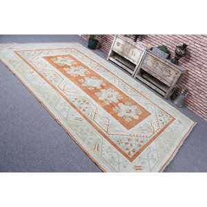 Tapis turc vintage surdimensionné 6,8x10,4 pieds, tapis en laine à pois orange - Product Image 4