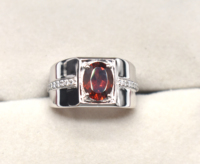 Cincin Pertunangan Garnet Merah Alami Cincin Moissanite Bulat Cincin Garnet Perak Murni 925 Hadiah Natal Pernikahan Wanita Antik