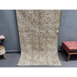 Turkish 4.1x7.5 ft Rug, Area Vintage Rug, <b>Brown</b> Ombr <b>Wool</b> Rug - Product Image 1